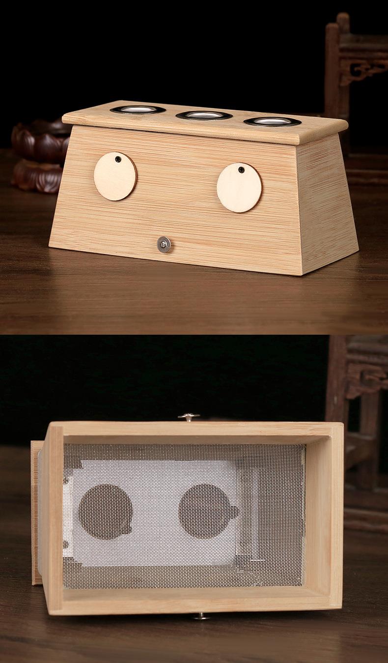 新款竹制單孔艾灸盒 隨身灸加厚控溫熏蒸腹部艾炙盒批發(fā)溫灸器具